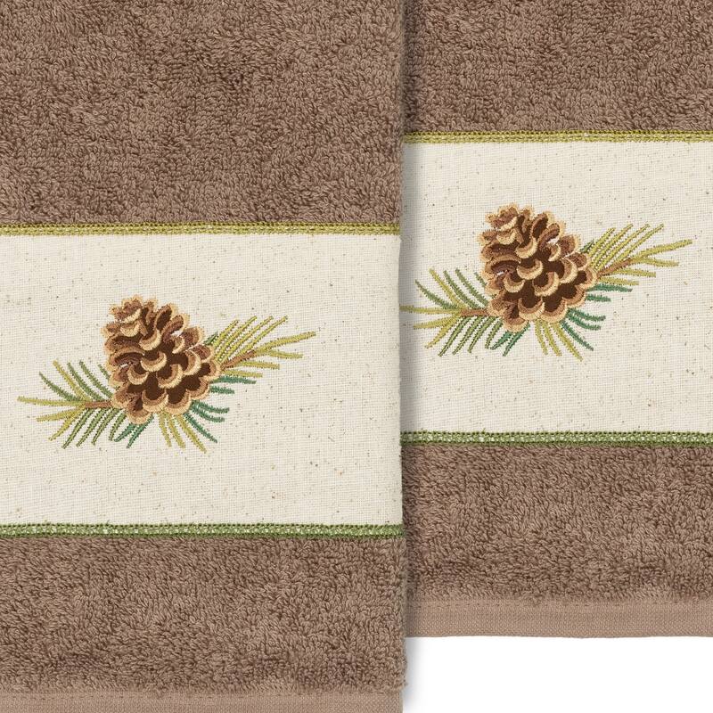 Authentic Hotel and Spa 100% Turkish Cotton Pierre 2PC Embellished Hand Towel Set
