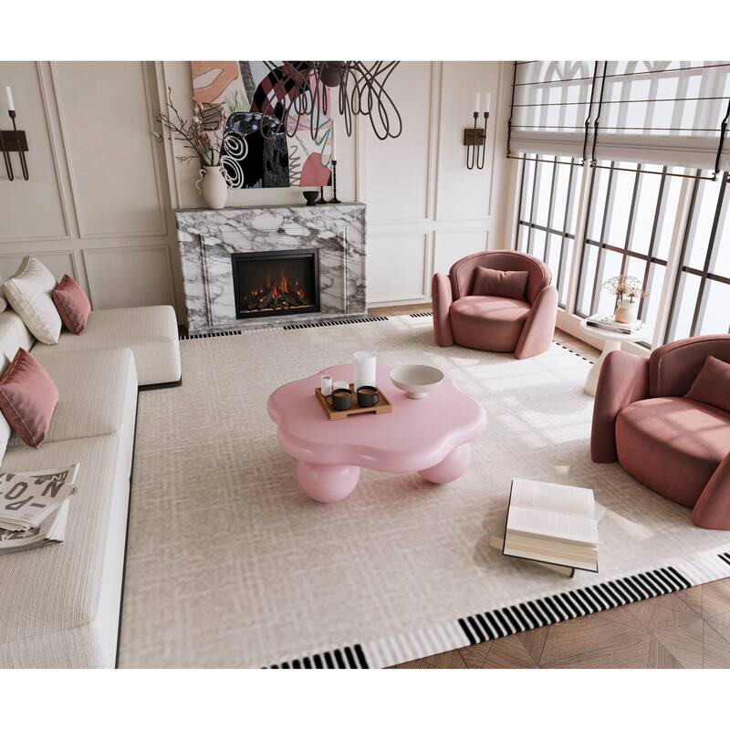 35" Cloud Shaped Modern Minimalist Coffee Table with Spherical Legs