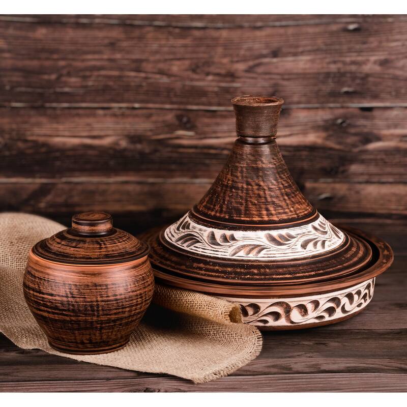 STP Goods Handmade 2.1Qt Red Clay Stoneware Tajine