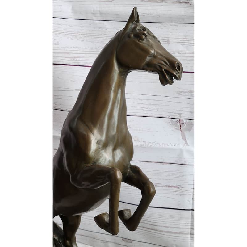 Rearing Arabian Horse Stallion Bronze Statue Sculpture Figure Equestrian Farm Stable Decor