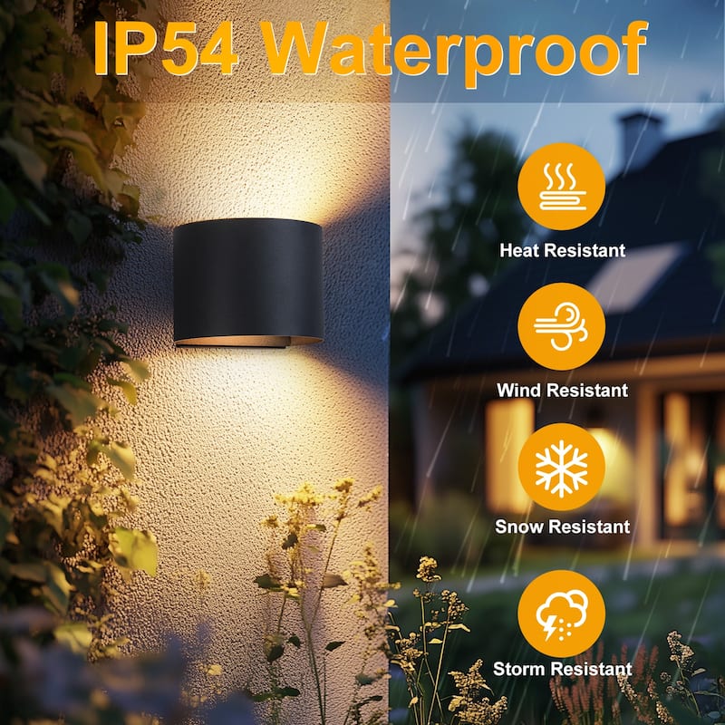 Modern 1-Light Cylinder LED Outdoor Wall Light - 4.5-in H x 5.8-in W x 5.1-in D