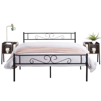 Tamika 3-pieces Metal Bed Frame Modern Storage Nightstands Set