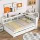 preview thumbnail 33 of 43, Wood Platform Bed with L-shaped Bookcases and Drawers