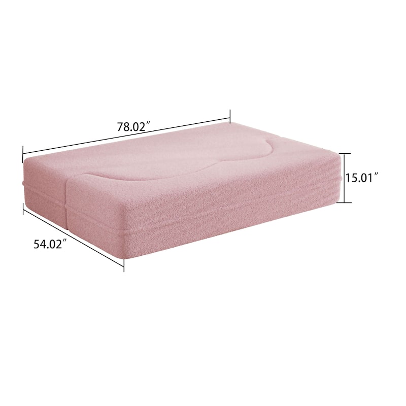 Modern Minimalist Compressed Upholstered Convertible Two-Seater Sofa Bed with 2 Pillows