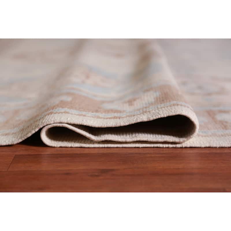 Hand Knotted Oriental 100% Wool Carpet Transitional Floral Beige & Ivories Oushak Area Rug - 11' 5'' X 9' 0''
