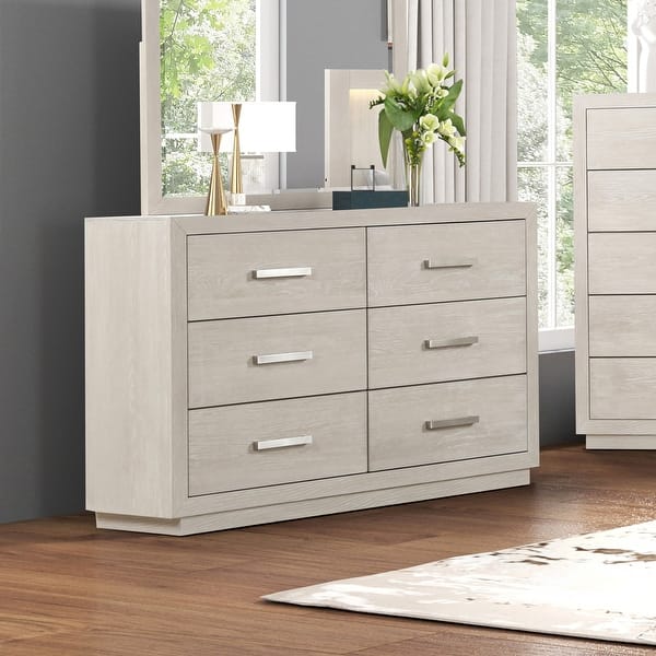 Furniture of America Sorien Modern Wood 6-Drawer Dresser, Light Gray