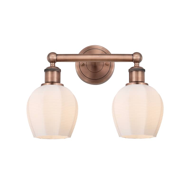 Innovations Lighting 616-2W-11-15 Norfolk Vanity Norfolk 2 Light 15" - Antique Copper / Matte White