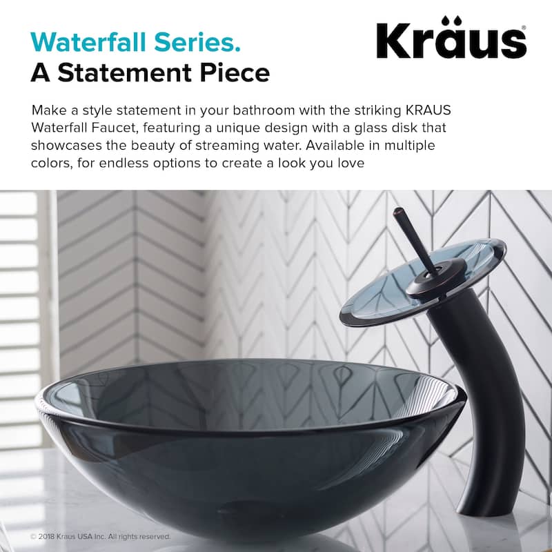 Kraus Waterfall Single Hole Vessel Bathroom Faucet - Metal Pop-Up