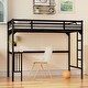 preview thumbnail 2 of 5, Twin Metal Loft Bed with Desk, Ladder and Guardrails,bookdesk under bed , Black