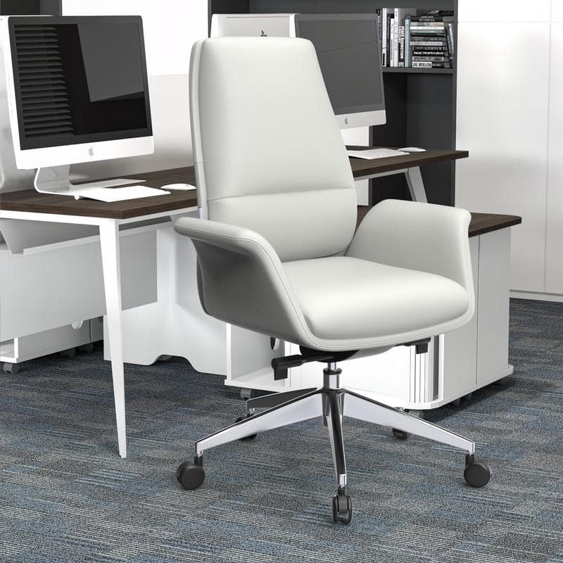 Summit Ergonomic Leather Office Chair with Durable Metal Frame, Adjustable Height, Swivel, Tilt, and Plush Cushion Support
