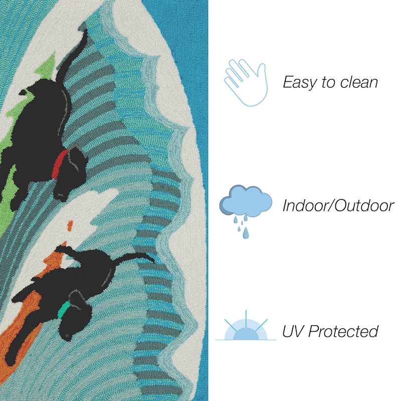Liora Manne Frontporch Surfing Dogs Indoor/Outdoor Rug