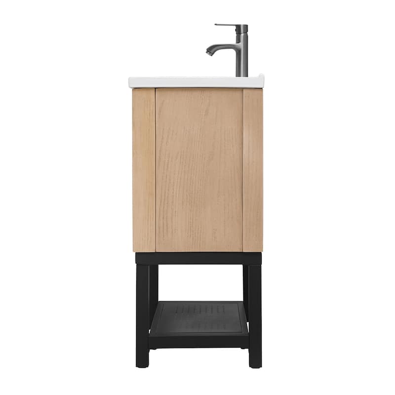 24" Bathroom Vanity with White Ceramic Sink & Hot and Cold Faucet