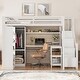 preview thumbnail 14 of 23, Loft Bed with Desk, USB Ports, 5-Layer Shelf, Space-Saving Metal Loft Bed Frame with Wardrobe and Stairs, Easy Assembly White - Full