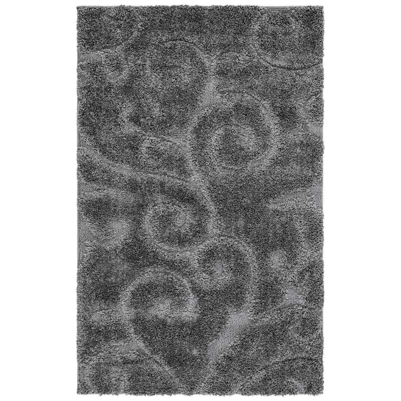 SAFAVIEH Florida Shag Shahin Scroll 1.2-inch Thick Textured Rug - 2' 3" x 5' - Grey - Rectangle