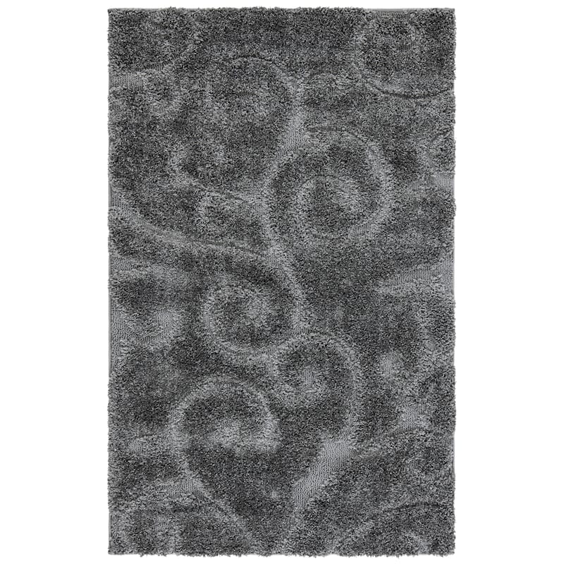 SAFAVIEH Florida Shag Shahin Scroll 1.2-inch Thick Textured Rug - 2'3" x 5' - Grey