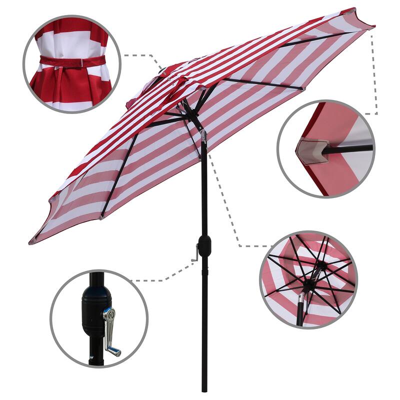 Maypex Striped Crank and Tilt 9-foot Market Umbrella