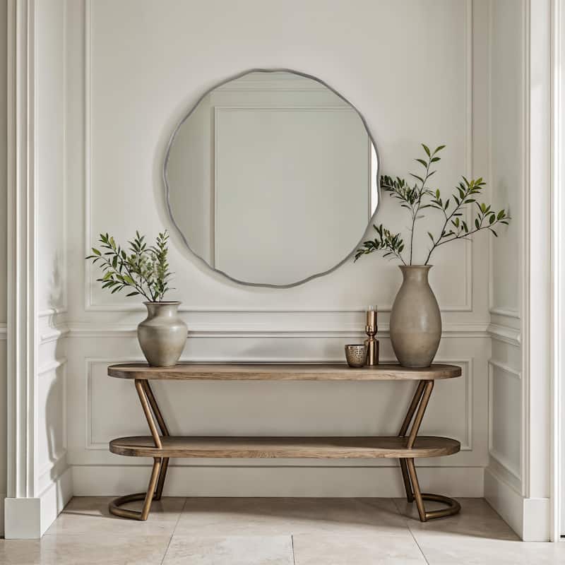 Renwil Cerro 30" H x 30" W Wall Mirror, Silver