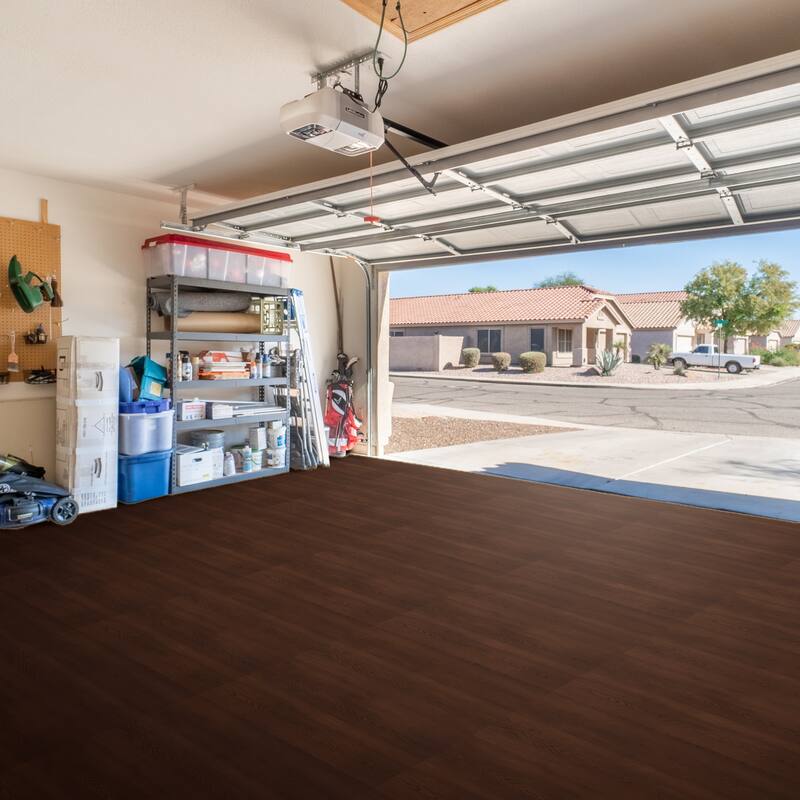 Interlocking Floor Mat - Gray Wood Print, 12 Pieces and Borders