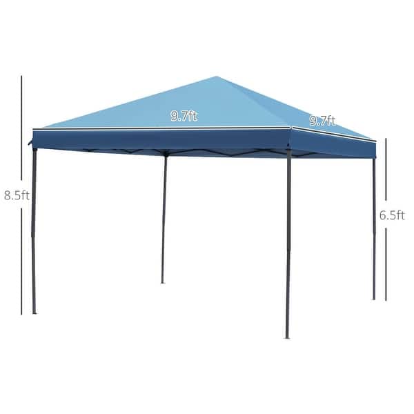 dimension image slide 1 of 4, Outsunny 10' x 10' Heavy Duty Pop Up Canopy with Removable Mesh Sidewall Netting, Easy Setup Design, Outdoor Party Event