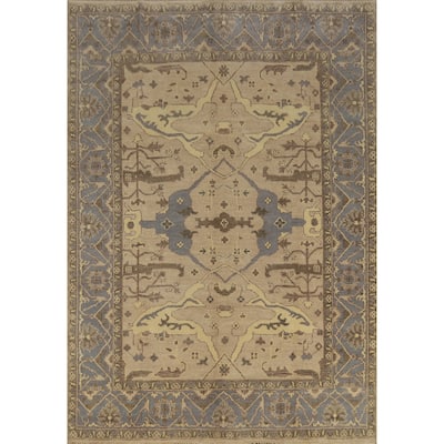 Camel Tone Oushak Indian Area Rug Handmade Wool Carpet - 8'2" x 9'9"
