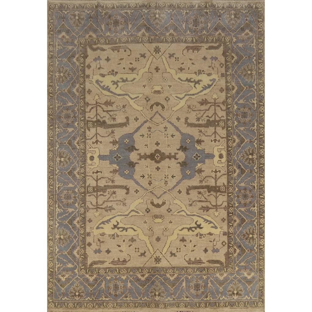 Camel Tone Oushak Indian Area Rug Handmade Wool Carpet - 8'2" x 9'9"