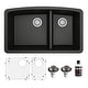 preview thumbnail 41 of 66, Karran Undermount Quartz 32 in. 60/40 Double Bowl Kitchen Sink Kit Black