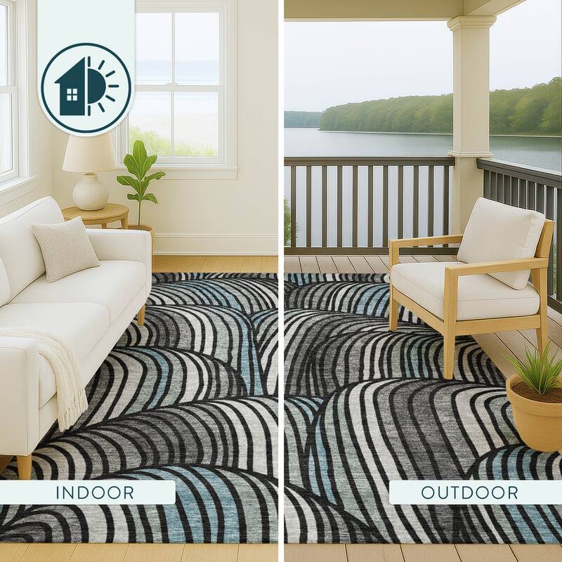 Machine Washable Indoor/ Outdoor Modern Parsons Chantille Rug
