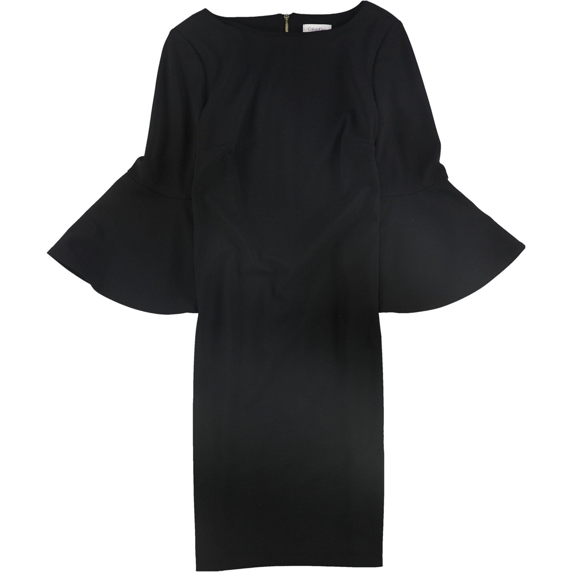 calvin klein black dress bell sleeve Calvin Klein Collection Wool A Line Dress Black