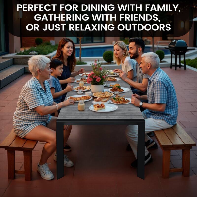 Outdoor Aluminum Patio Dining Table with Umbrella Hole