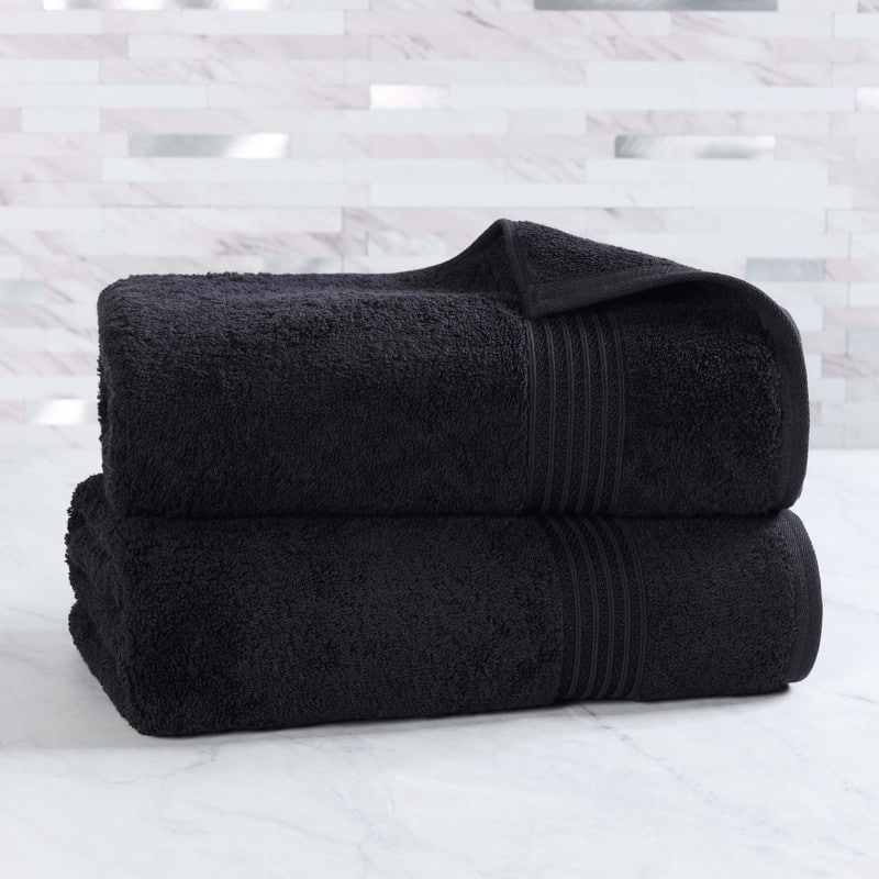 Superior Heritage Egyptian Cotton Absorbent Bath Sheet Set of 2 - Black