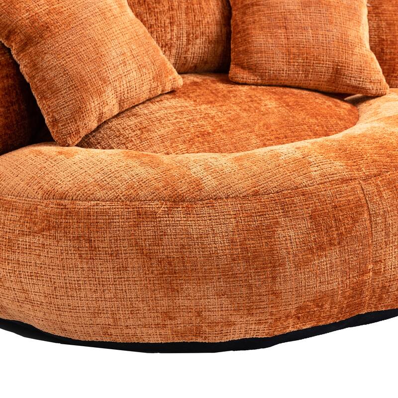 Chenille High Back Lazy Sofa with 3 Pillows and Oversized Bean Bag Chair