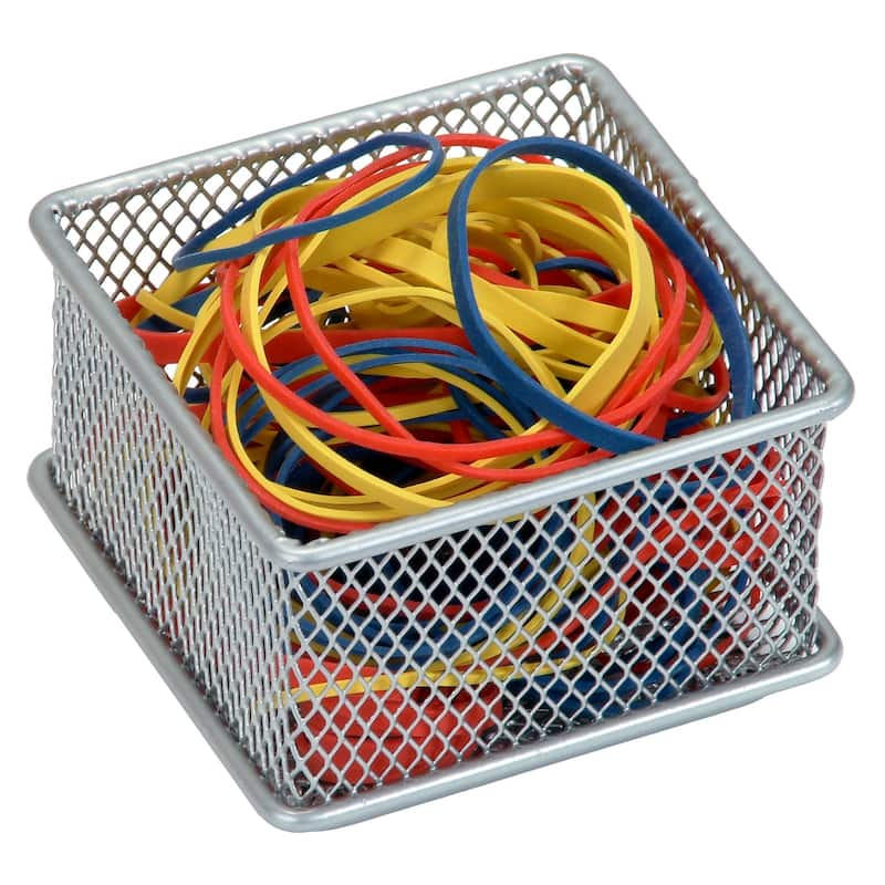 Silver Mesh Drawer Cabinet and or Shelf Organizer Bins, School Supply Holder Office Desktop Organizer Basket. Pack of 1