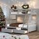 preview thumbnail 2 of 18, Artsy Twin-Over-Full Bunk Bed with Ladders and Two Storage Drawers, Maximized space, Solid Construction, Grey