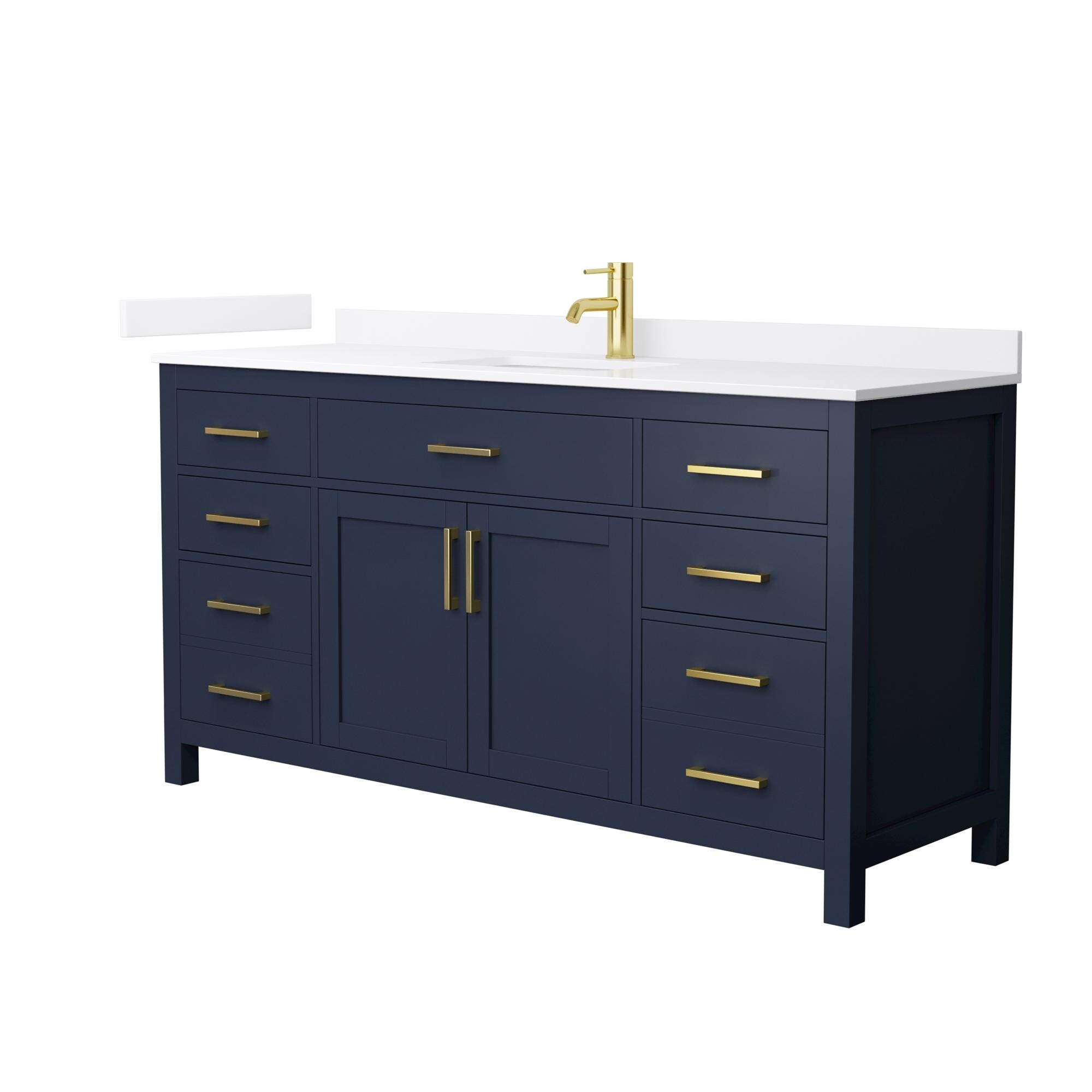 Wyndham Collection Beckett 66-inch Single Vanity, Quartz Top