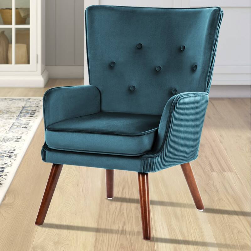 Velvet Upholstered Accent Chair Armchair for Living Room