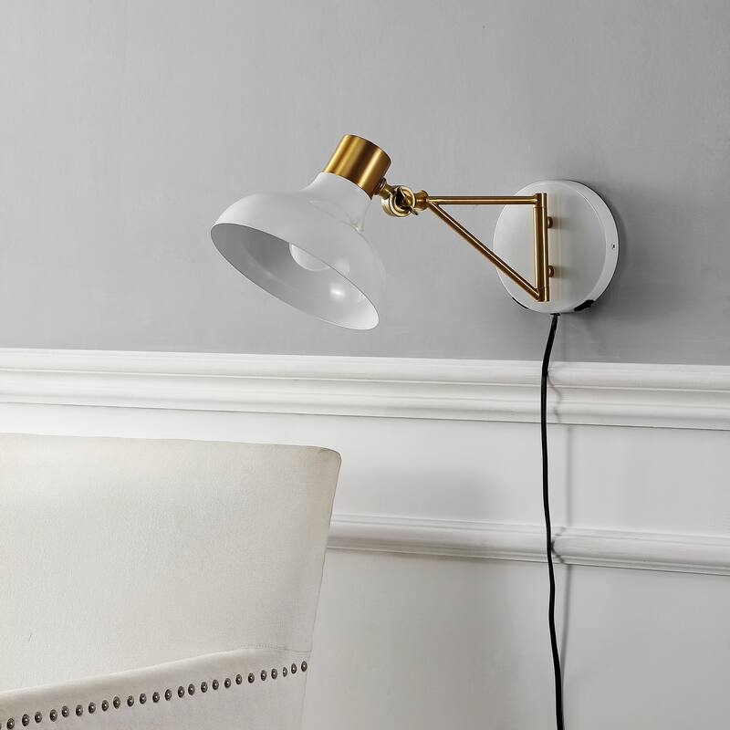 Lisa Swing Arm 1-Light Modern Midcentury Iron USB Charging Port LED Sconce, by JONATHAN Y