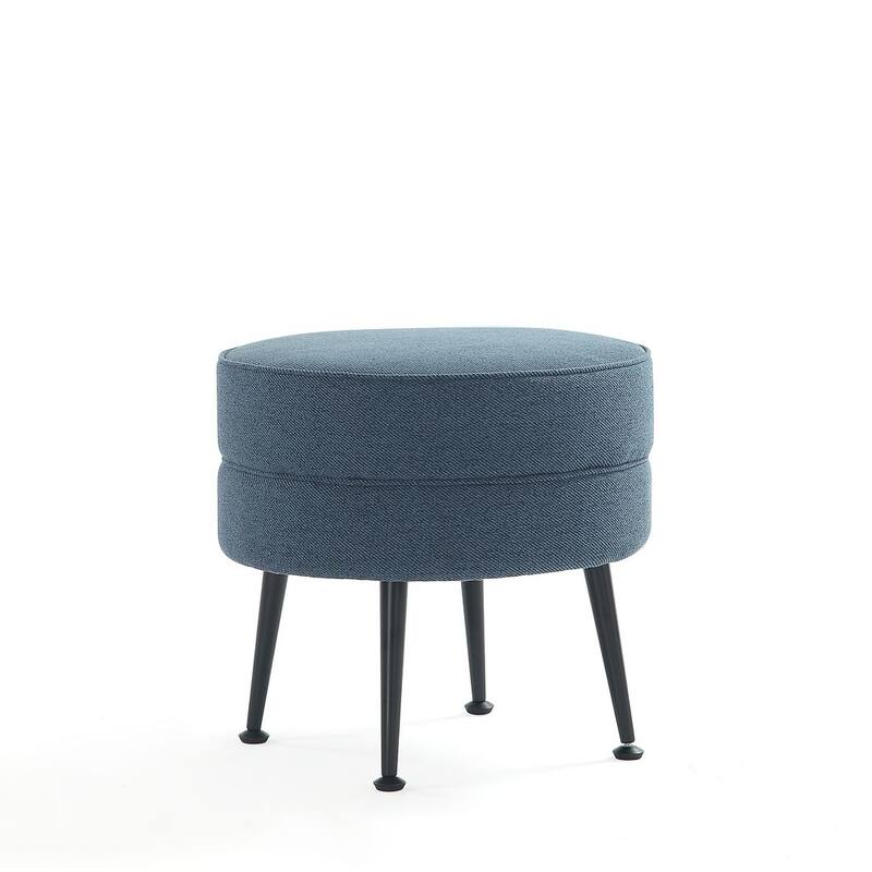 Manhattan Comfort Bailey Mid Century Modern Woven Upholstered Round Ottoman