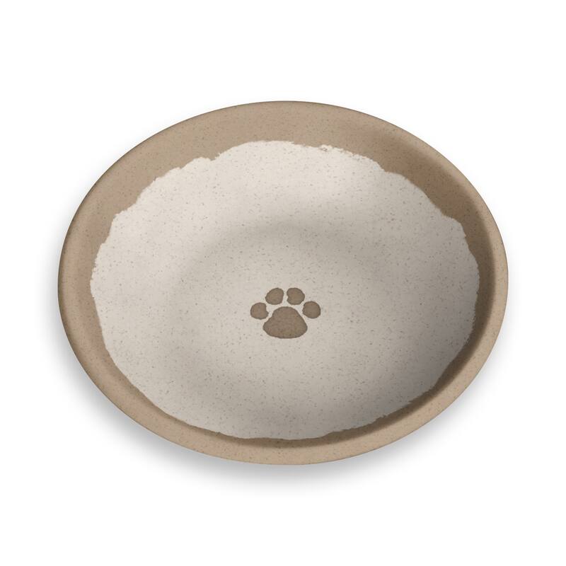 Abode Homewares Farmhouse Rustic Paw Merge Pet Saucer - 0.75 Cup - Brown - Set of 2