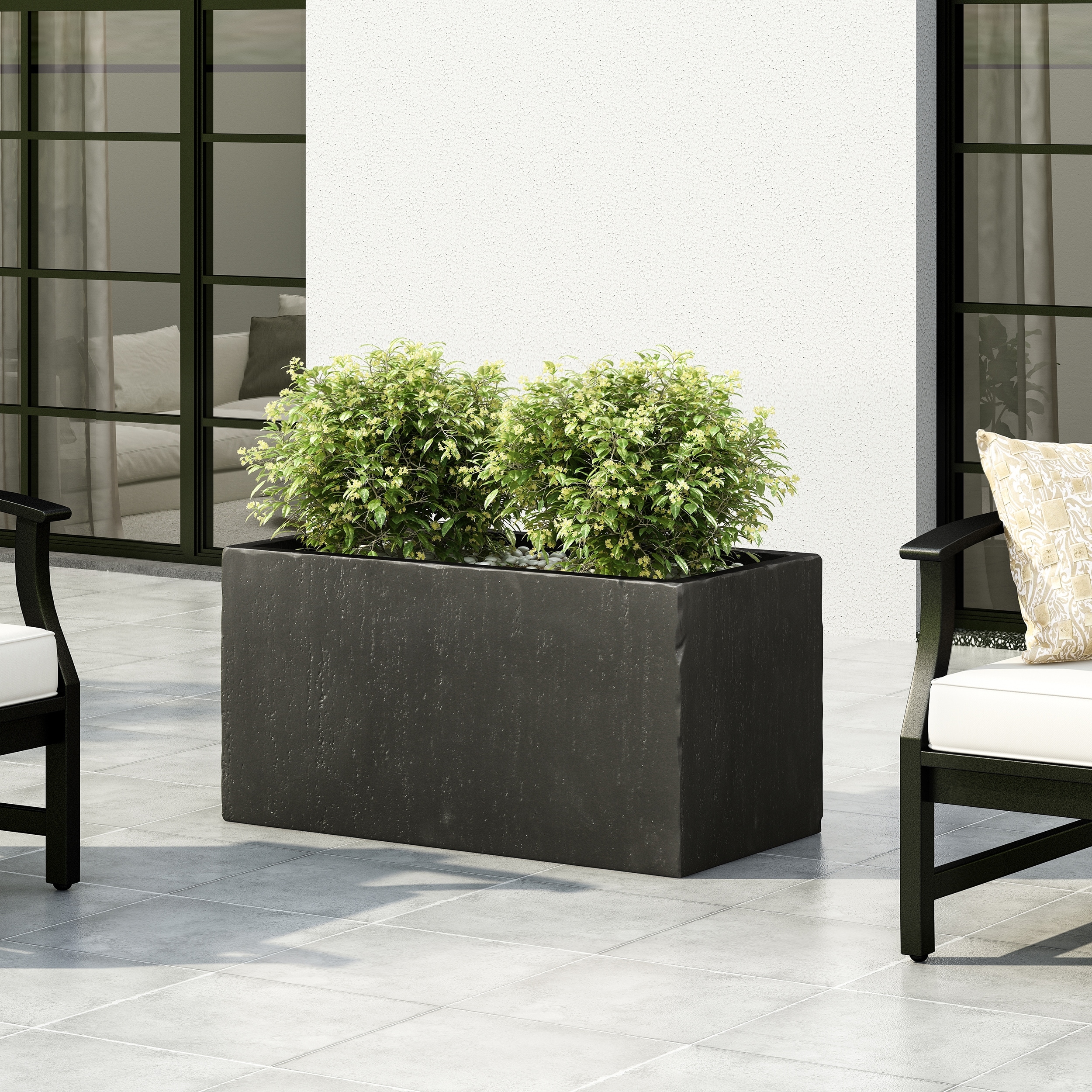 Rectangular Modern Concrete Planter for Durable Patio Backyard Garden