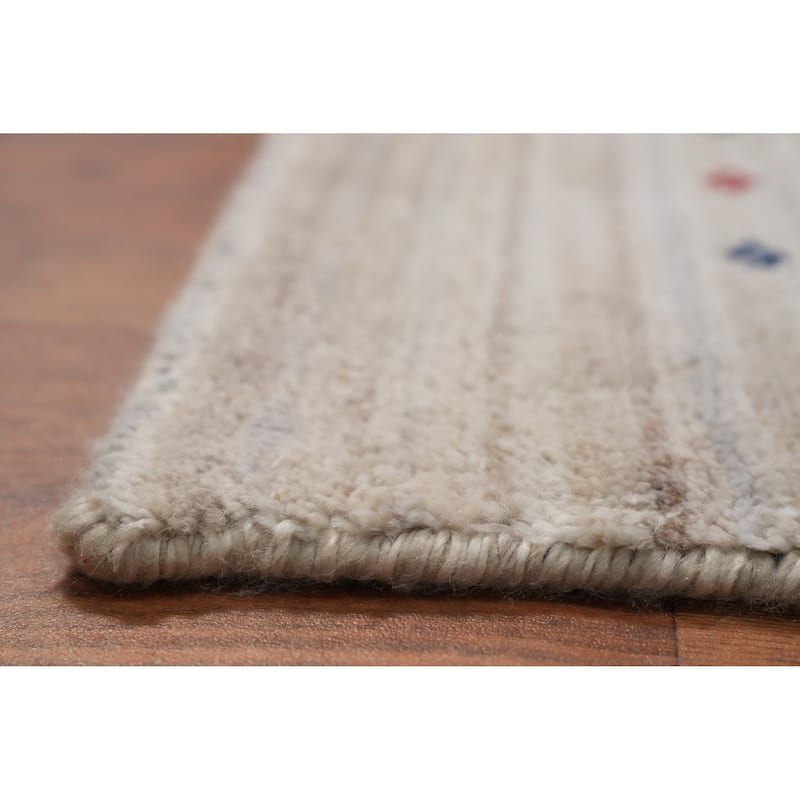 Hand Knotted Oriental Viscose Silk Carpet Tribal Animal Pictorial Beige & Ivories Gabbeh Area Rug - 9' 10'' X 10' 2''