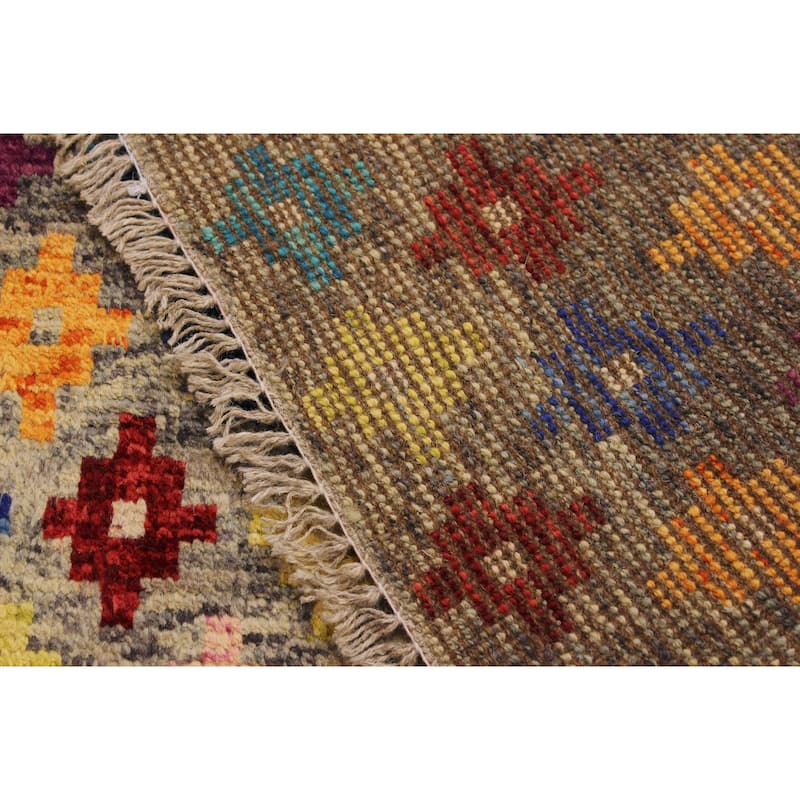 Shabby Chic Balochi Walls Gray/Blue Hand Knotted Wool Rug - 4'10'' x 6'6''
