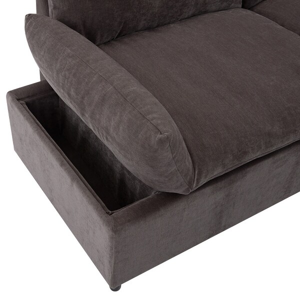 Trapezoid Settee Deep Seat Sofa with 2 Hidden Storage Compartment