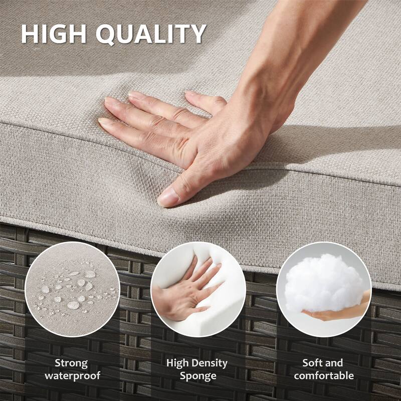 Meyreso Gray Wicker 3-Seat Patio Sofa with 4-Inch Thick Cushions