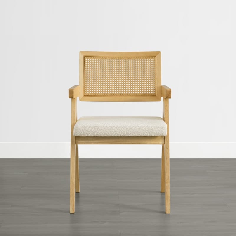Spruce & Spring Modern American Dining Chair with Woven Rattan Back