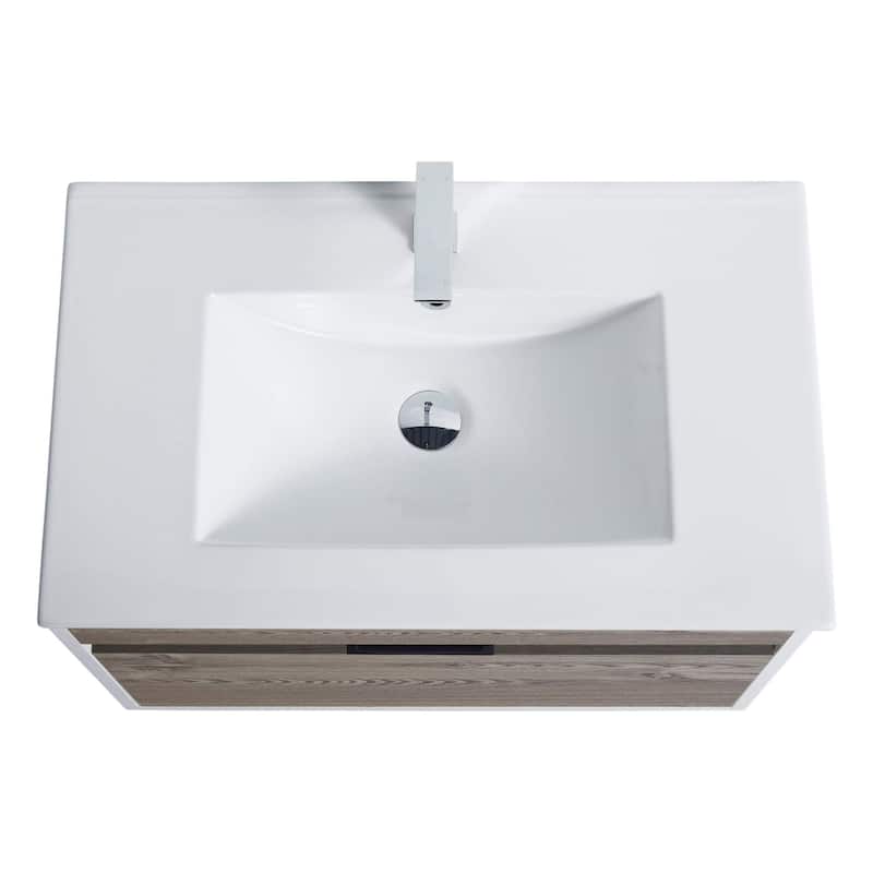 Fine Fixtures - Wall Mount Bathroom Vanity And Sink, Knob Free Design - Alpine Collection -