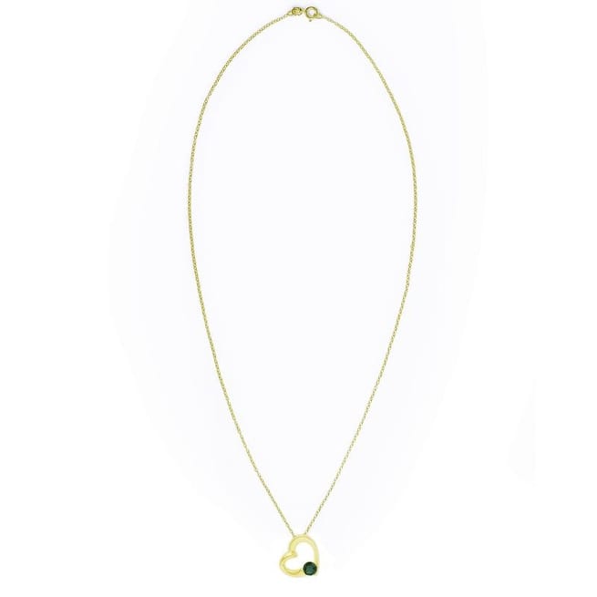Victoria Townsend Gold over .925 Sterling Silver Green Quartz Open Heart Pendant Necklace