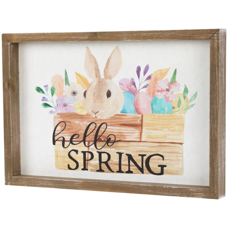 Hello Spring Framed Easter Wall Sign - 11.75" - 7.75"