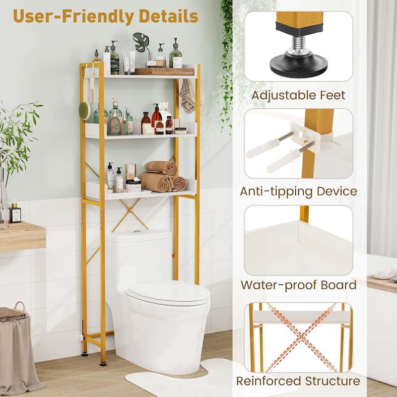 Costway 3-Tier Over-The-Toilet Bathroom Shelf Metal Frame Space Saver - See Details