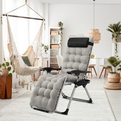 Patio Single Folding Zero Gravity Chair with Cushions
