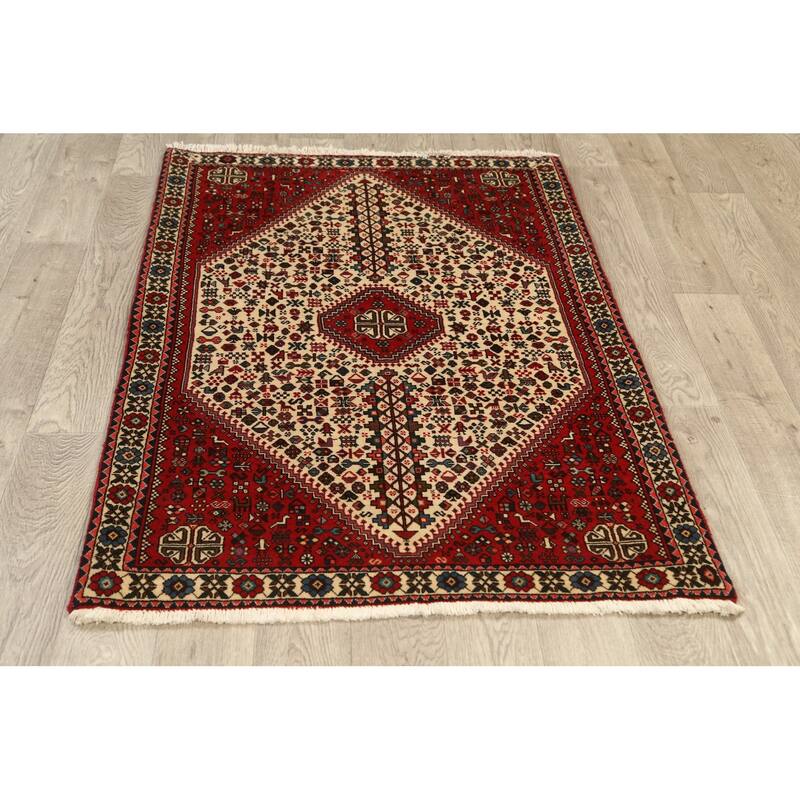 Vegetable Dye Tribal Abadeh Persian Wool Area Rug Handmade Carpet - 3'5" x 5'1"